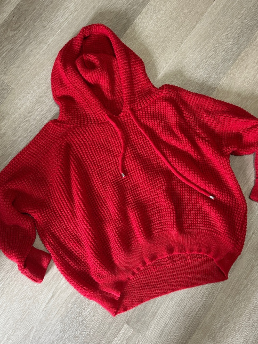 Women's Red Knit Hoodie Pullover